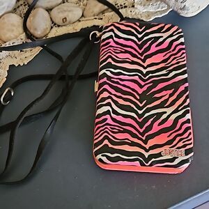 Justice Mini Purse Pink White Black Zebra Print Fair Condition